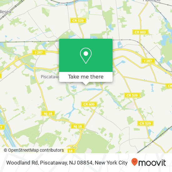 Mapa de Woodland Rd, Piscataway, NJ 08854