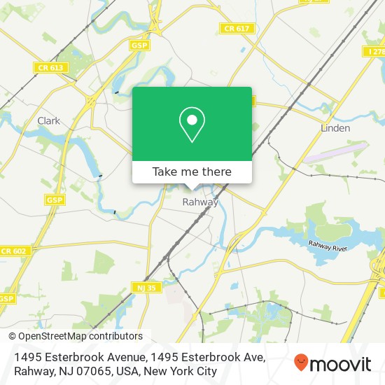 Mapa de 1495 Esterbrook Avenue, 1495 Esterbrook Ave, Rahway, NJ 07065, USA