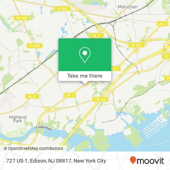Mapa de 727 US-1, Edison, NJ 08817