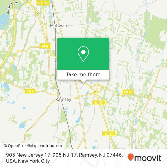 905 New Jersey 17, 905 NJ-17, Ramsey, NJ 07446, USA map