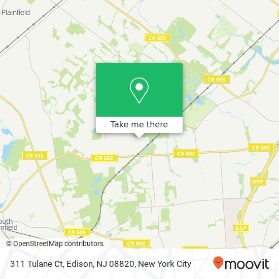 Mapa de 311 Tulane Ct, Edison, NJ 08820
