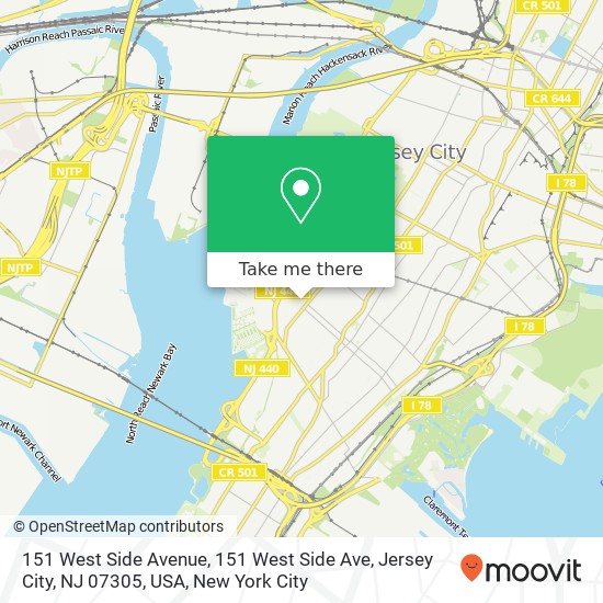 151 West Side Avenue, 151 West Side Ave, Jersey City, NJ 07305, USA map