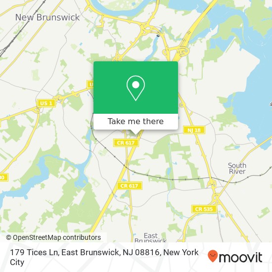 Mapa de 179 Tices Ln, East Brunswick, NJ 08816