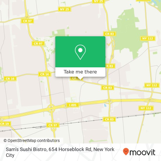 Mapa de Sam's Sushi Bistro, 654 Horseblock Rd