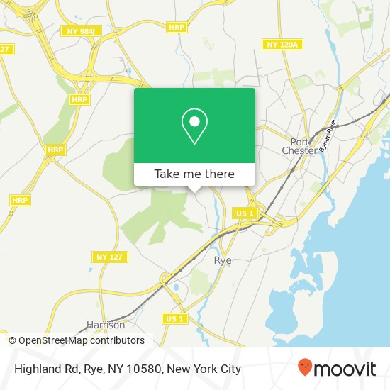 Mapa de Highland Rd, Rye, NY 10580