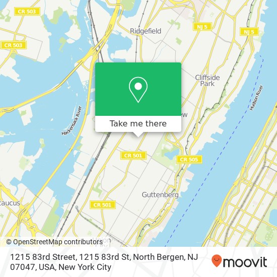 Mapa de 1215 83rd Street, 1215 83rd St, North Bergen, NJ 07047, USA