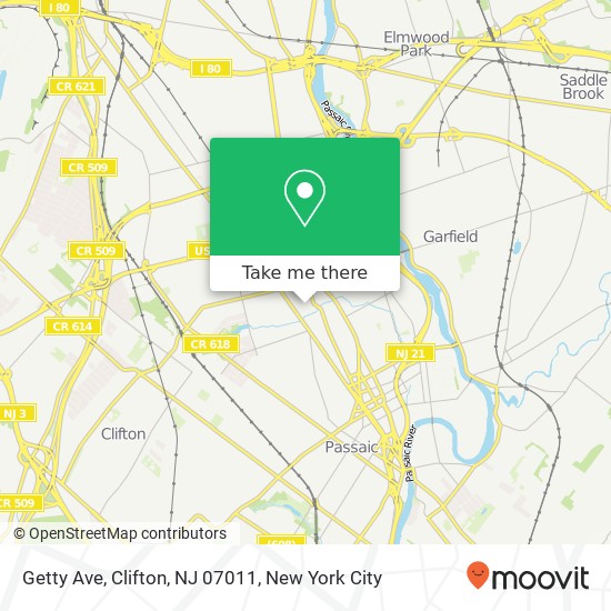 Mapa de Getty Ave, Clifton, NJ 07011