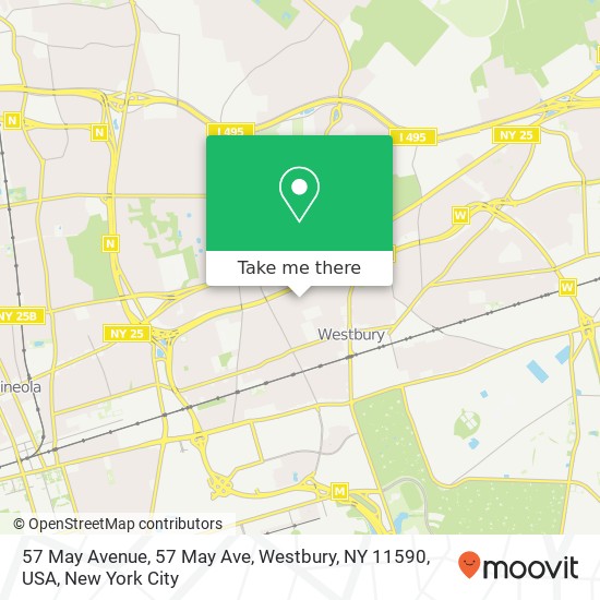 Mapa de 57 May Avenue, 57 May Ave, Westbury, NY 11590, USA