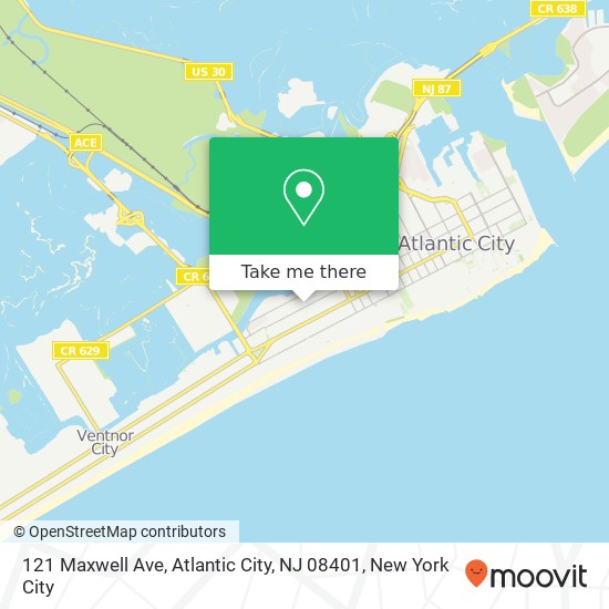 Mapa de 121 Maxwell Ave, Atlantic City, NJ 08401
