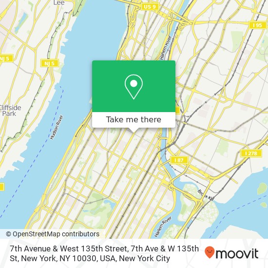 Mapa de 7th Avenue & West 135th Street, 7th Ave & W 135th St, New York, NY 10030, USA