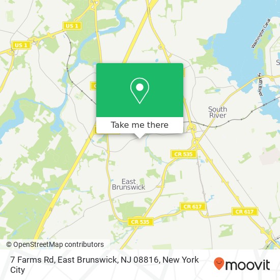 Mapa de 7 Farms Rd, East Brunswick, NJ 08816