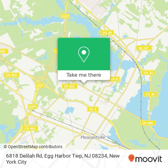 Mapa de 6818 Delilah Rd, Egg Harbor Twp, NJ 08234