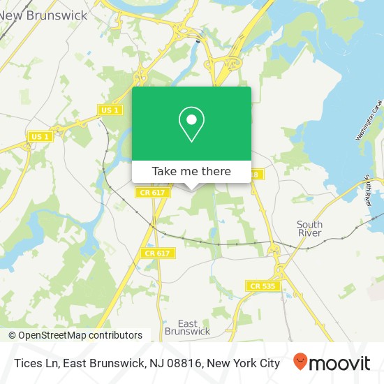 Mapa de Tices Ln, East Brunswick, NJ 08816