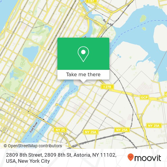 Mapa de 2809 8th Street, 2809 8th St, Astoria, NY 11102, USA