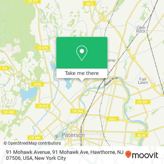 Mapa de 91 Mohawk Avenue, 91 Mohawk Ave, Hawthorne, NJ 07506, USA