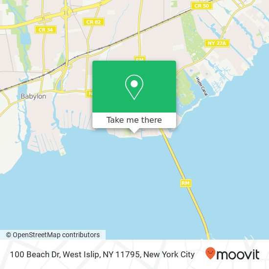 Mapa de 100 Beach Dr, West Islip, NY 11795