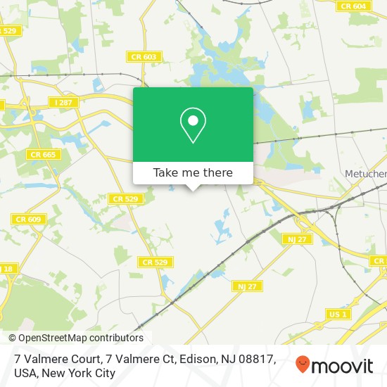 Mapa de 7 Valmere Court, 7 Valmere Ct, Edison, NJ 08817, USA