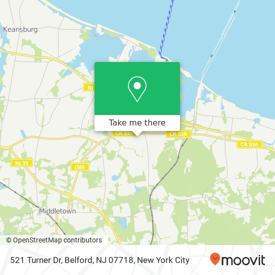 Mapa de 521 Turner Dr, Belford, NJ 07718
