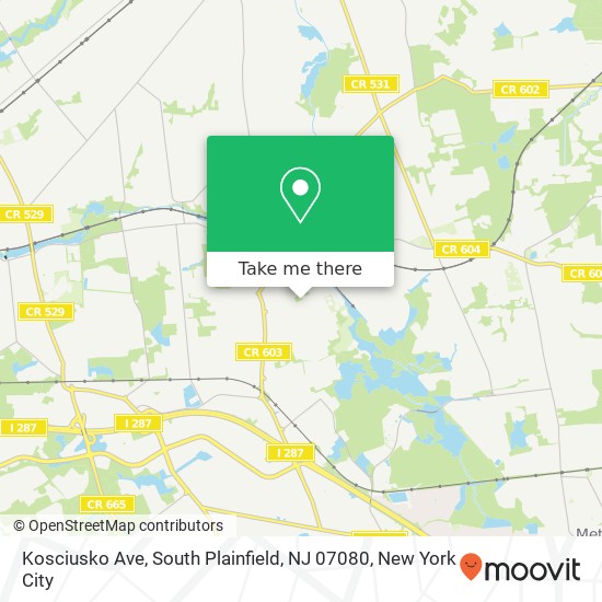 Mapa de Kosciusko Ave, South Plainfield, NJ 07080