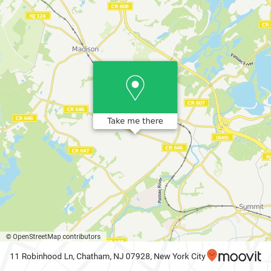 Mapa de 11 Robinhood Ln, Chatham, NJ 07928