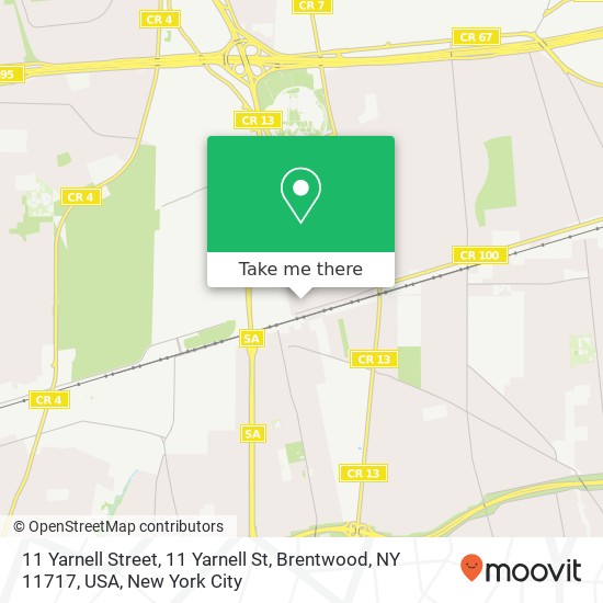 Mapa de 11 Yarnell Street, 11 Yarnell St, Brentwood, NY 11717, USA