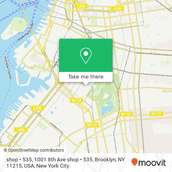 Mapa de shop  •  535, 1001 8th Ave shop  •  535, Brooklyn, NY 11215, USA