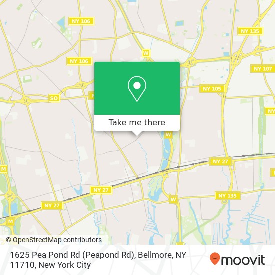 Mapa de 1625 Pea Pond Rd (Peapond Rd), Bellmore, NY 11710