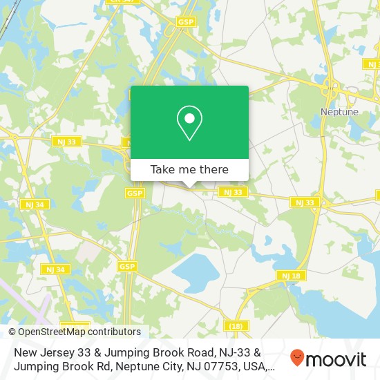 Mapa de New Jersey 33 & Jumping Brook Road, NJ-33 & Jumping Brook Rd, Neptune City, NJ 07753, USA