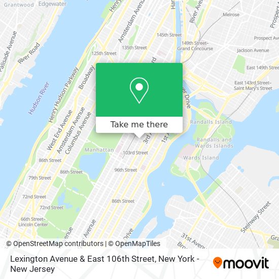 Lexington Avenue & East 106th Street map