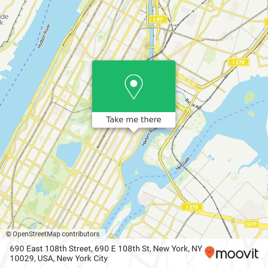 Mapa de 690 East 108th Street, 690 E 108th St, New York, NY 10029, USA