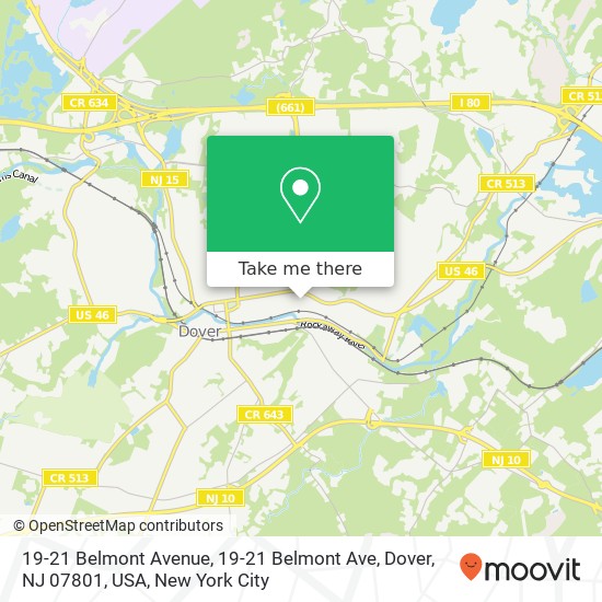Mapa de 19-21 Belmont Avenue, 19-21 Belmont Ave, Dover, NJ 07801, USA