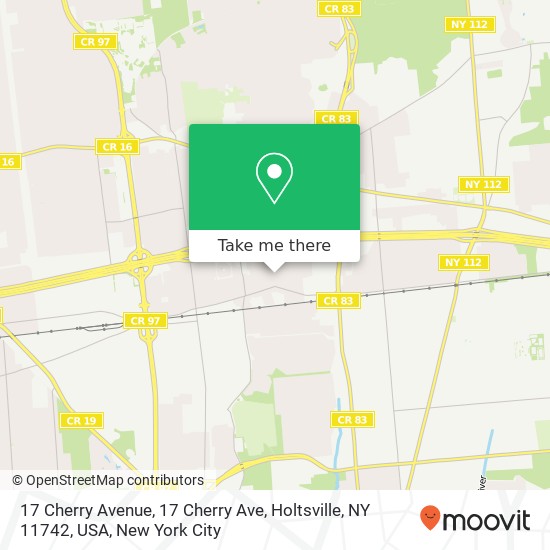 Mapa de 17 Cherry Avenue, 17 Cherry Ave, Holtsville, NY 11742, USA