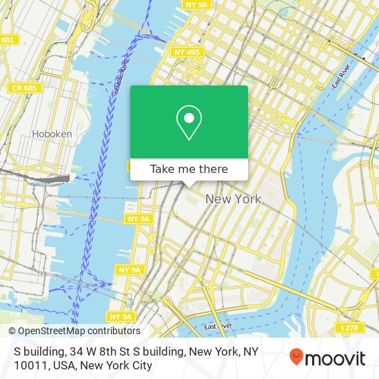 Mapa de S  building, 34 W 8th St S  building, New York, NY 10011, USA