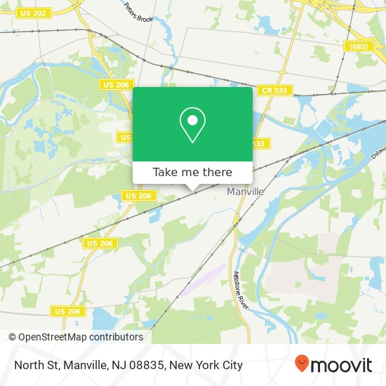 Mapa de North St, Manville, NJ 08835