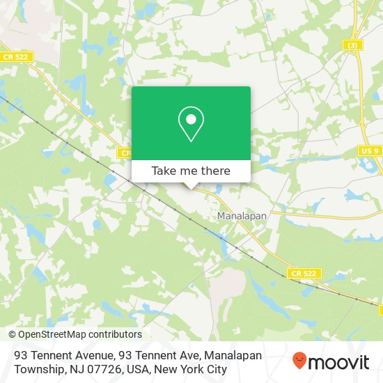 93 Tennent Avenue, 93 Tennent Ave, Manalapan Township, NJ 07726, USA map