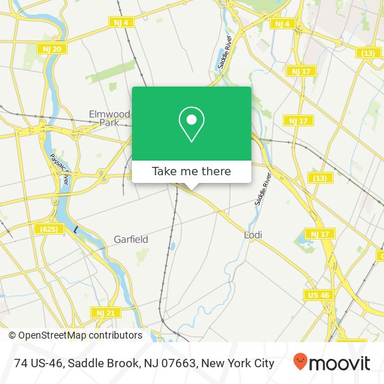 Mapa de 74 US-46, Saddle Brook, NJ 07663