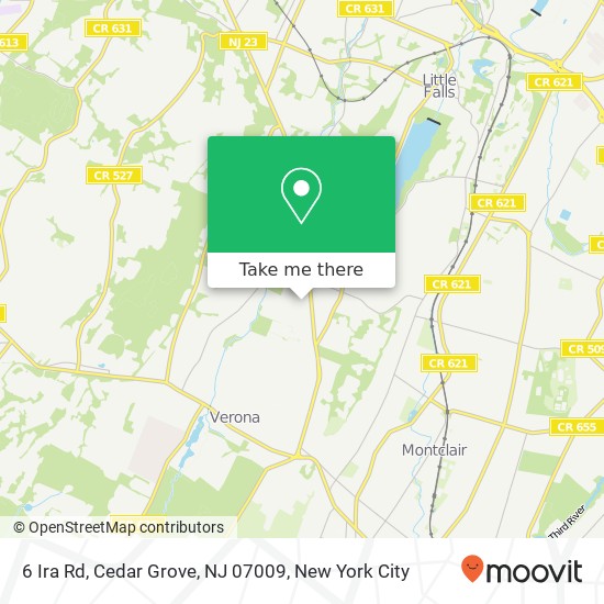 Mapa de 6 Ira Rd, Cedar Grove, NJ 07009