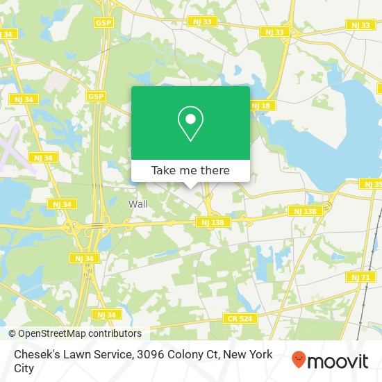 Mapa de Chesek's Lawn Service, 3096 Colony Ct