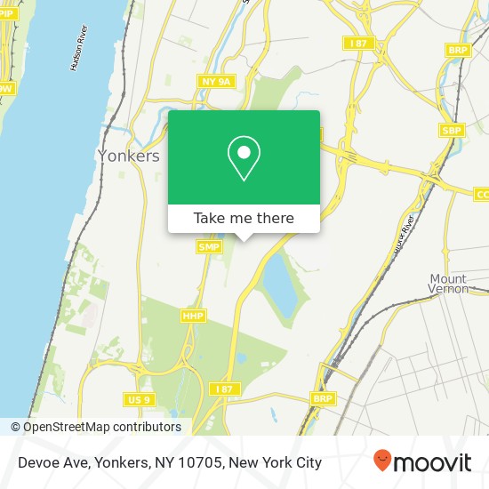 Mapa de Devoe Ave, Yonkers, NY 10705