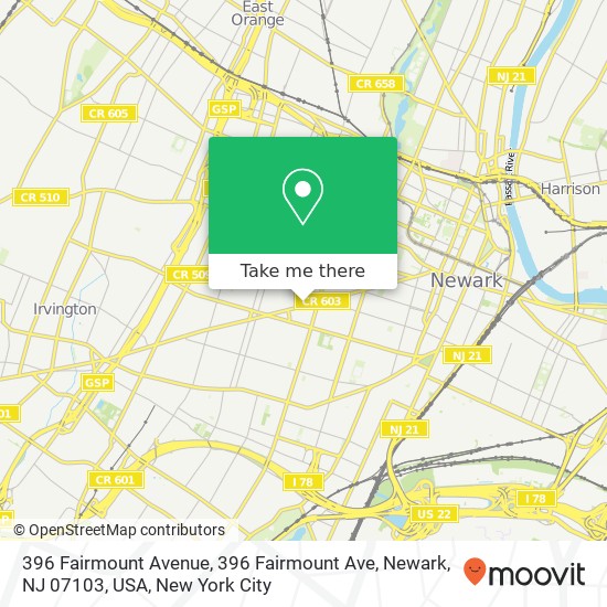 396 Fairmount Avenue, 396 Fairmount Ave, Newark, NJ 07103, USA map