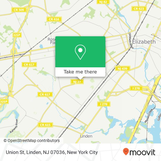 Mapa de Union St, Linden, NJ 07036
