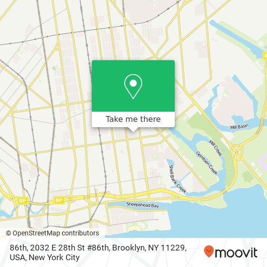 86th, 2032 E 28th St #86th, Brooklyn, NY 11229, USA map