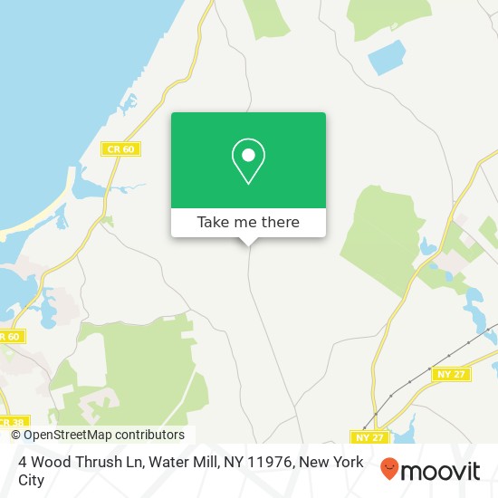 Mapa de 4 Wood Thrush Ln, Water Mill, NY 11976