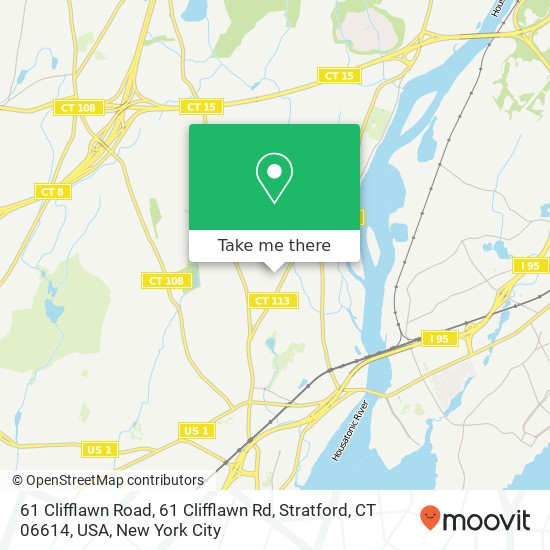 Mapa de 61 Clifflawn Road, 61 Clifflawn Rd, Stratford, CT 06614, USA