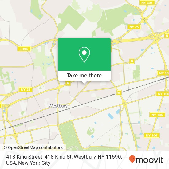 Mapa de 418 King Street, 418 King St, Westbury, NY 11590, USA