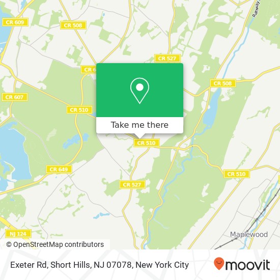 Mapa de Exeter Rd, Short Hills, NJ 07078