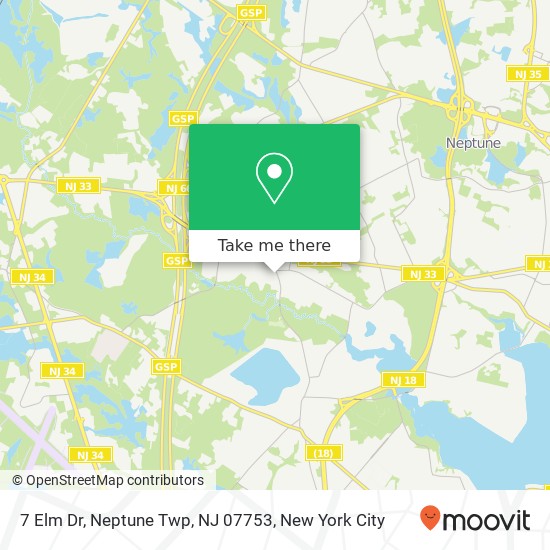 Mapa de 7 Elm Dr, Neptune Twp, NJ 07753