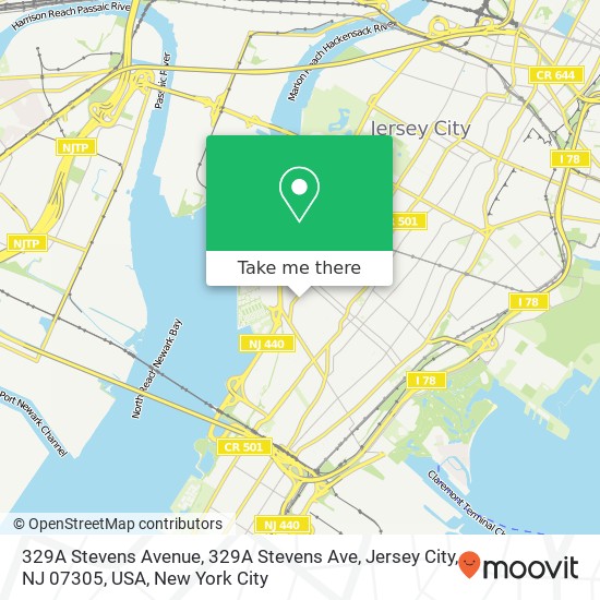 329A Stevens Avenue, 329A Stevens Ave, Jersey City, NJ 07305, USA map