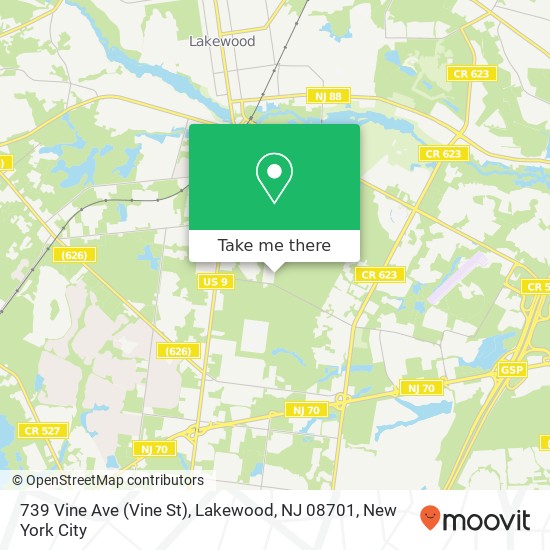 Mapa de 739 Vine Ave (Vine St), Lakewood, NJ 08701