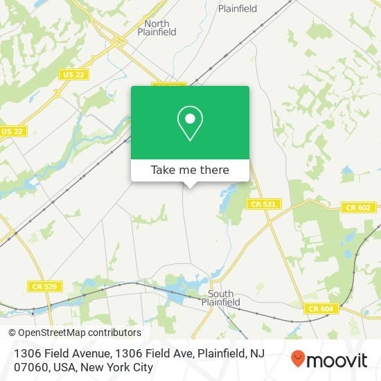 Mapa de 1306 Field Avenue, 1306 Field Ave, Plainfield, NJ 07060, USA